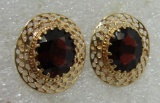 4CT GARNET EARRINGS 14K GOLD FILIGREE