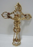 JUMBO RUBY CRUCIFIX CROSS 14K GOLD 26.1 GRAMS
