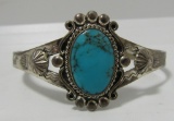 FRED HARVEY ERA TURQUOISE BRACELET STERLING SILVER