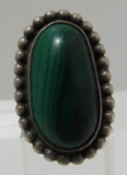 FRED HARVEY ERA MALACHITE RING STERLING SILVER