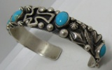 CLEVELAND TURQUOISE CUFF BRACELET STERLING SILVER