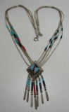 LIQUID SILVER TURQUOISE INLAY NECKLACE STERLING
