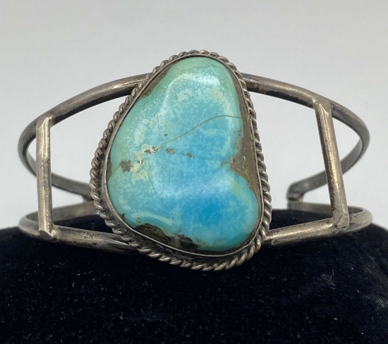 STERLING TURQUOISE NAVAJO CUFF BRACELET