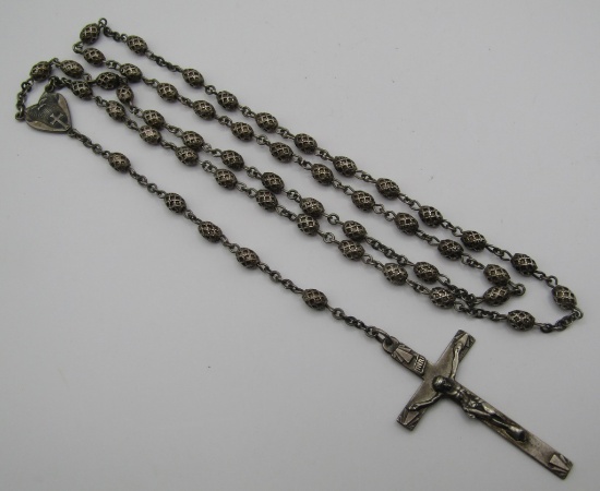 ROSARY STERLING SILVER BEAD 25" NECKLACE