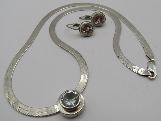 ESPOSITO EARRINGS & CI NECKLACE STERLING SILVER