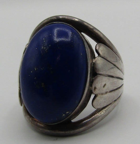 BLUE LAPIS LAZULI RING STERLING SILVER SIZE 7