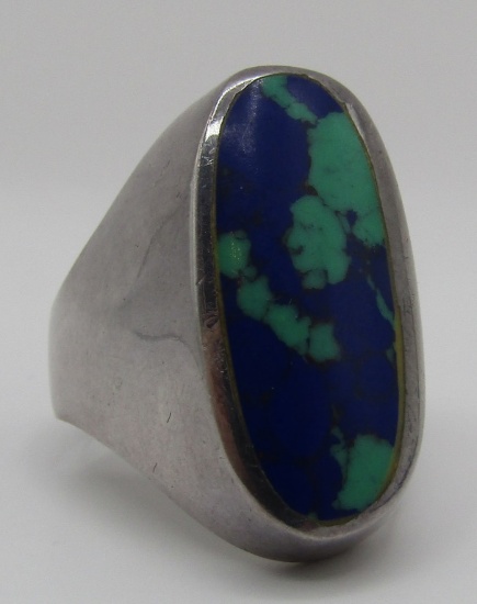 GEM AZURITE RING STERLING SILVER SIZE 11