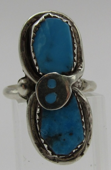 EFFIE CALAVAZA TURQUOISE SNAKE RING STERLING SILVE