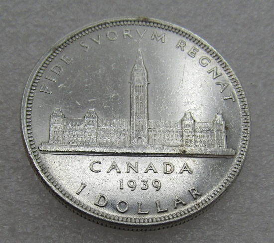 1939 CANADA SILVER DOLLAR COIN UNC