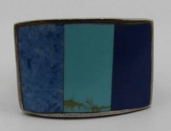 TURQUOISE LAPIS RING STERLING SILVER SIZE 5