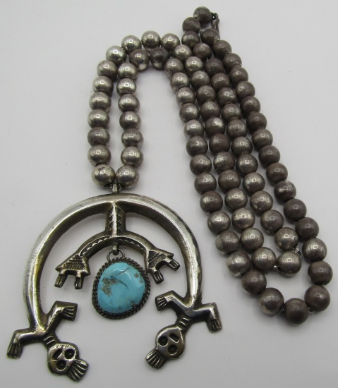 CAYATINETO TURQUOISE NAJA NECKLACE STERLING SILVER