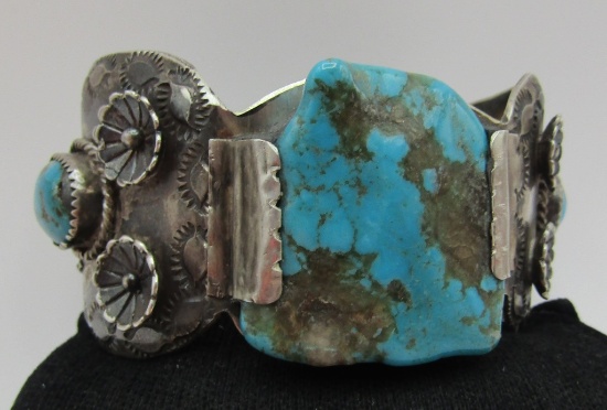 EARLY TURQUOISE CUFF BRACELET STERLING SILVER