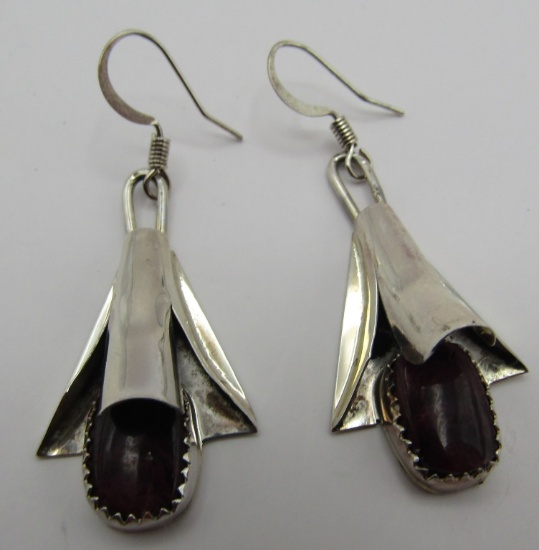 YAZZIE SPINY OYSTER SHELL EARRINGS STERLING SILVER