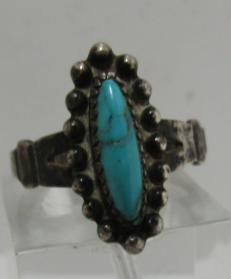 OLD PAWN TURQUOISE RING STERLING SILVER