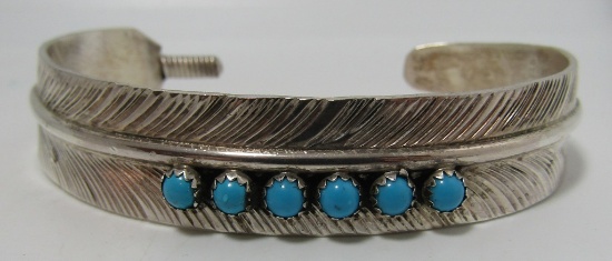 BEGAY TURQUOISE CUFF BRACELET STERLING SILVER