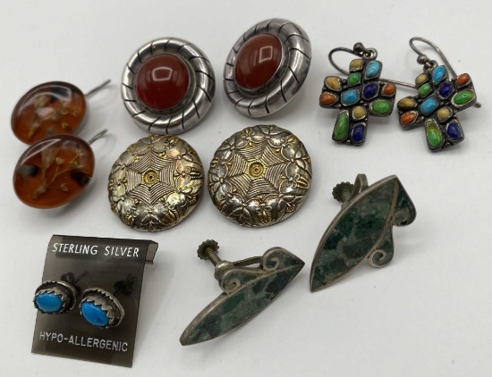 6 PAIR STERLING SILVER EARRINGS LOT BARSE TAXCO