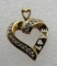 10K GOLD 16 DIAMOND HEART NECKLACE PENDANT CHARM