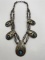 SIGNED STERLING TURQUOISE SQUASH BLOSSOM NECKLACE