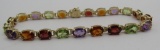14K GOLD MULTI GEMSTONE BRACELET AMETHYST GARNET