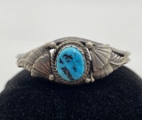 NAVAJO STERLING TURQUOISE LEAF BRACELET