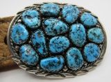 TURQUOISE CLUSTER BUCKLE STERLING SILVER & BELT