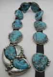 602GR RAY DELGARITO TURQUOISE CONCHO BELT STERLING