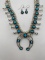 STERLING NAVAJO TURQUOISE SQUASH BLOSSOM NECKLACE