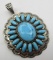 TURQUOISE CLUSTER NECKLACE PENDANT STERLING SILVER