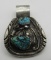 C1960 TURQUOISE NECKLACE PENDANT STERLING SILVER