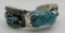 C1960 TURQUOISE CUFF BRACELET STERLING SILVER