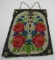 HUGE ANTIQUE FLORAL BEADED EVENING BAG 13X7