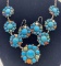NAVAJO STERLING TURQUOISE CLUSTER NECKLACE EARRING