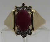 14K GOLD .65CT RUBY DIAMOND RING SIZE 6
