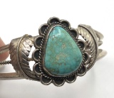 STERLING NAVAJO WATERWEB TURQUOISE BRACELET
