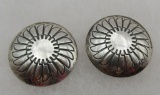HAND STAMPED CONCHO EARRINGS STERLING SILVER