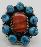 YAZZIE TURQUOISE SOS RING STERLING SILVER SIZE8.25