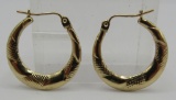 14K GOLD HOOP EARRINGS 1 INCH LONG