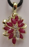 1.5CT RUBY DIAMOND 14K GOLD ENHANCER PENDANT