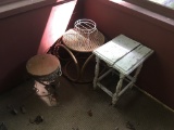 Four Small Stands in Corner of Back Patio