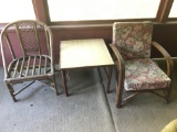 Ratan Chair, Side Table and Chair W/O Cushion