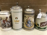 (4) Germany Beer Steins W/Pewter Lids-6