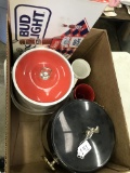 Lot W/Budweiser Checker Game, Ice Buckets, & Misc. Mugs