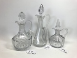 Trio Of Heisey Blown Cruets w/Stoppers-5.5