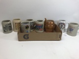 (7) Stoneware, Porcelain, & Wood Beer Mugs-Avg. 5