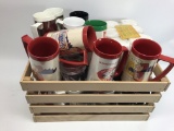 Wooden Crate W/25+ Plastic Beer Mugs