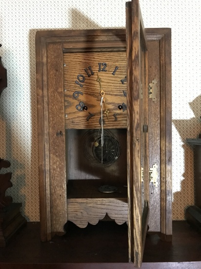 Antique Mission Oak Style Kitchen Clock