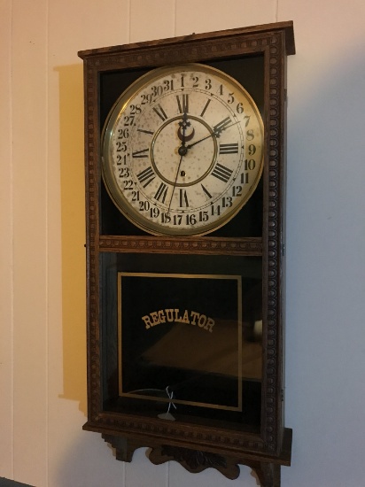 Antique W. L. Gilbert Regulator Wall Clock