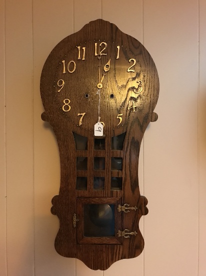 Antique Session "Ramona" Mission Oak Style Regulator Wall Clock