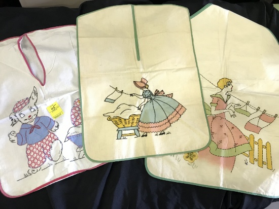 Lot Of (3) Vintage Embroidered Laundry/Clothespin/Hankerchief Bags