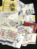 Lot Of (12) Vintage Tea Towels-Some Embroidered